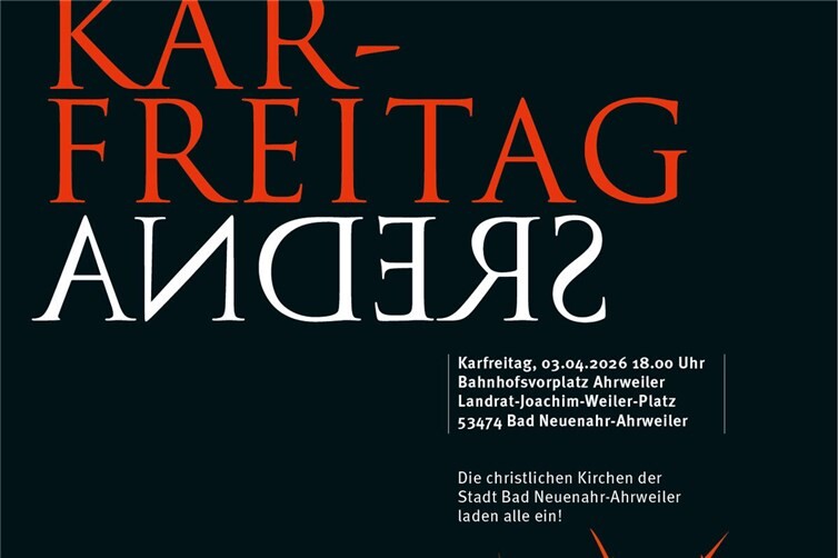 Karfreitag anders: Gottesdienst unter freiem Himmel in Ahrweiler am Bahnhofsvorplatz