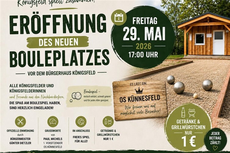 Eröffnung Bouleplatz in Königsfeld: Freizeitspaß für Jung und Alt am Bürgerhaus