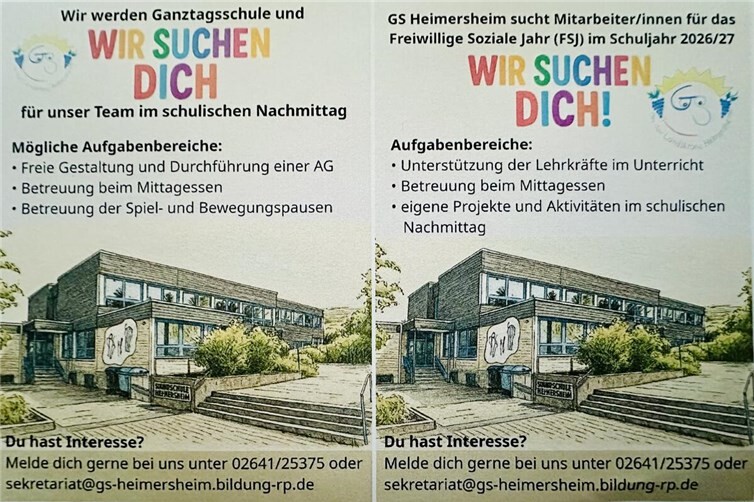 Grundschule Heimersheim bietet FSJ- und AP-Plätze