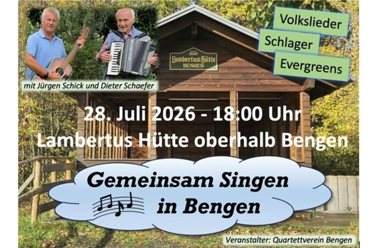 Stimmungsvoller Liederabend auf der Lambertushütte in Bengen 2026