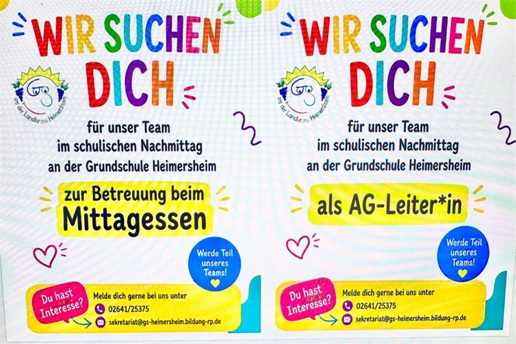 Die Grundschule in Heimersheim sucht dich für den Nachmittag!